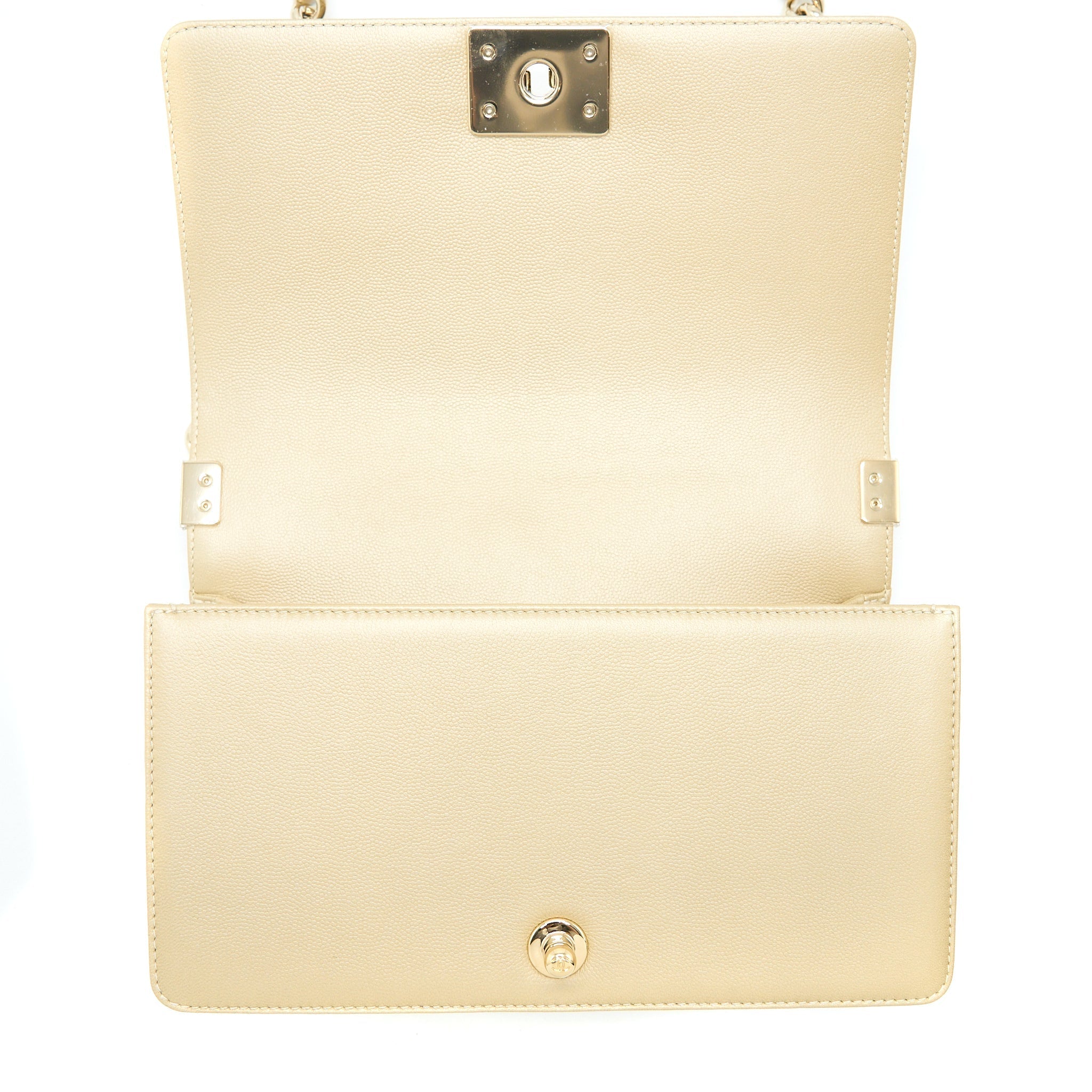Chanel Medium Boy Caviar Gold L