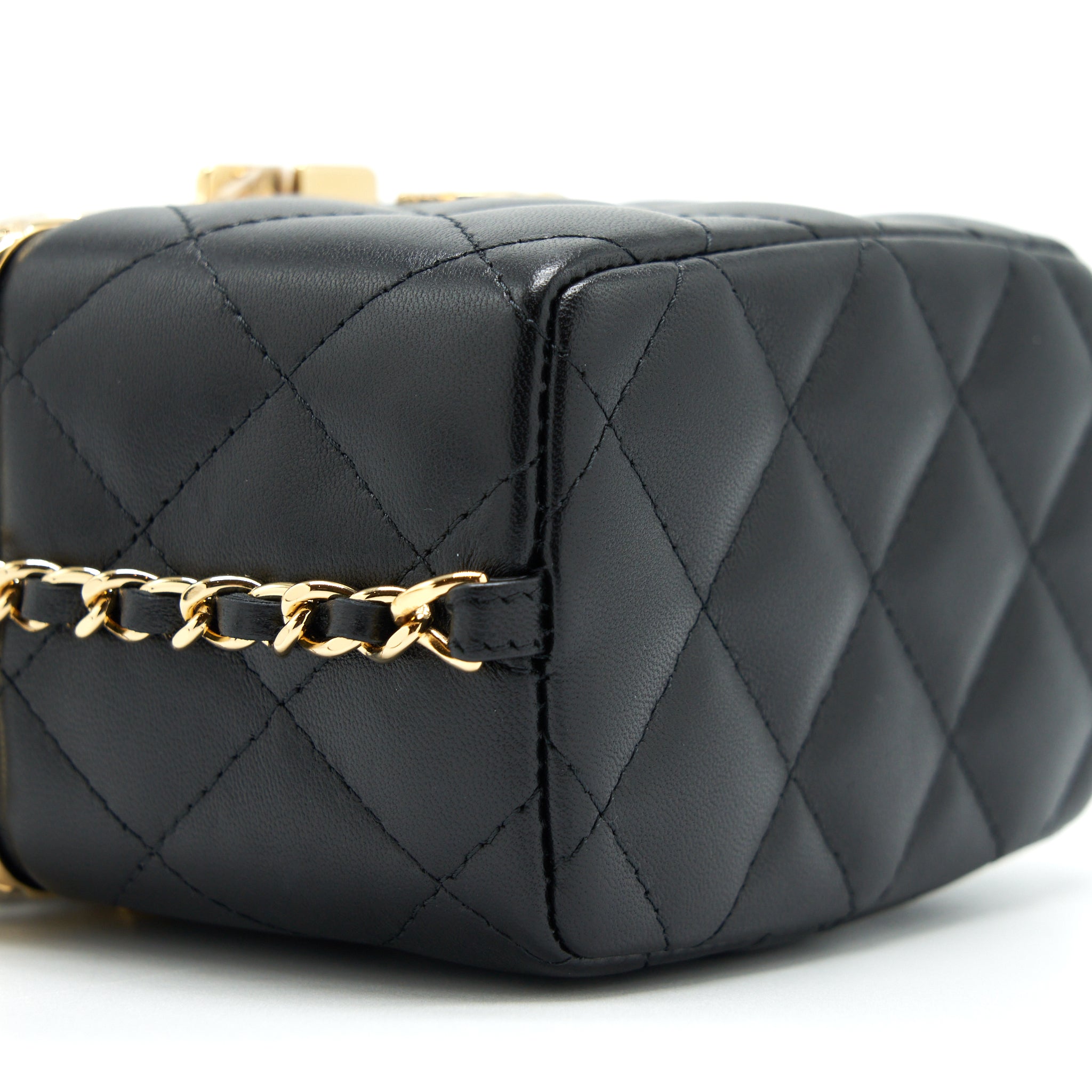Chanel Small Clip Flap Vanity With Chain Lambskin Black