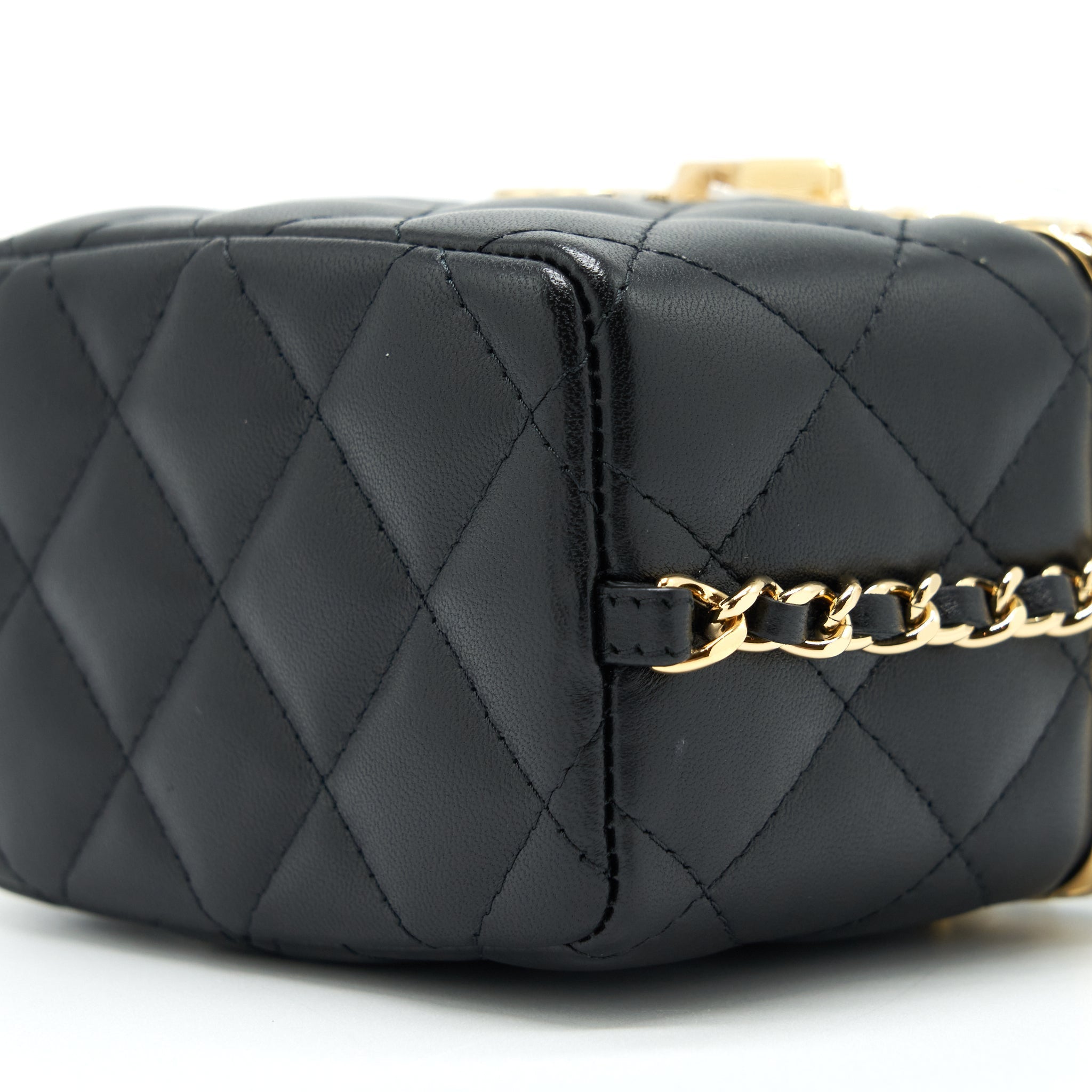 Chanel Small Clip Flap Vanity With Chain Lambskin Black