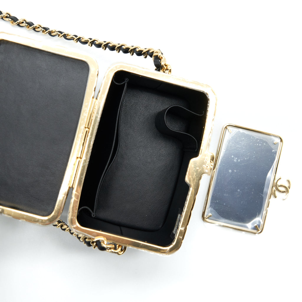 Chanel Small Clip Flap Vanity With Chain Lambskin Black