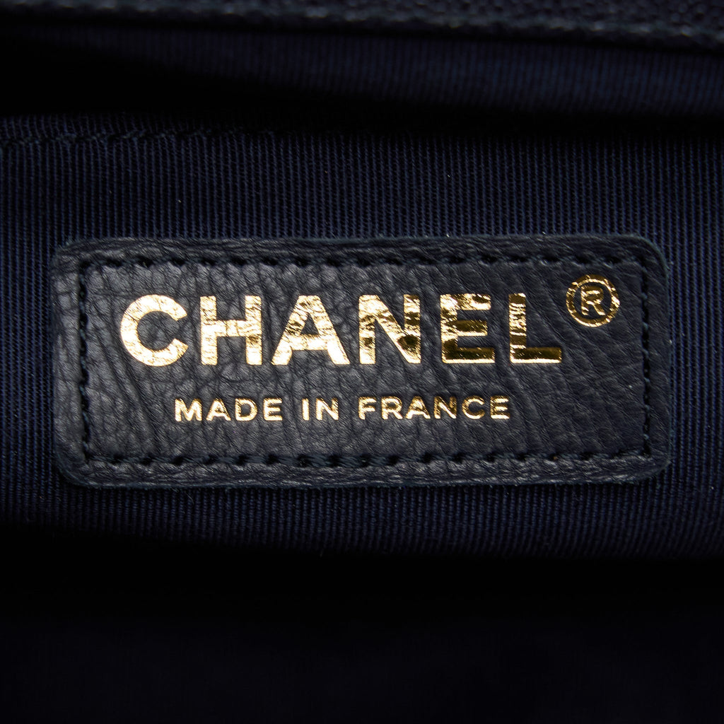 Chanel Medium Boy Bag Grained Calfskin Dark Blue L