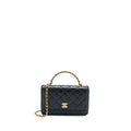 Chanel Detailed Top Handle Wallet on Chain Lambskin Black  (Microchip)