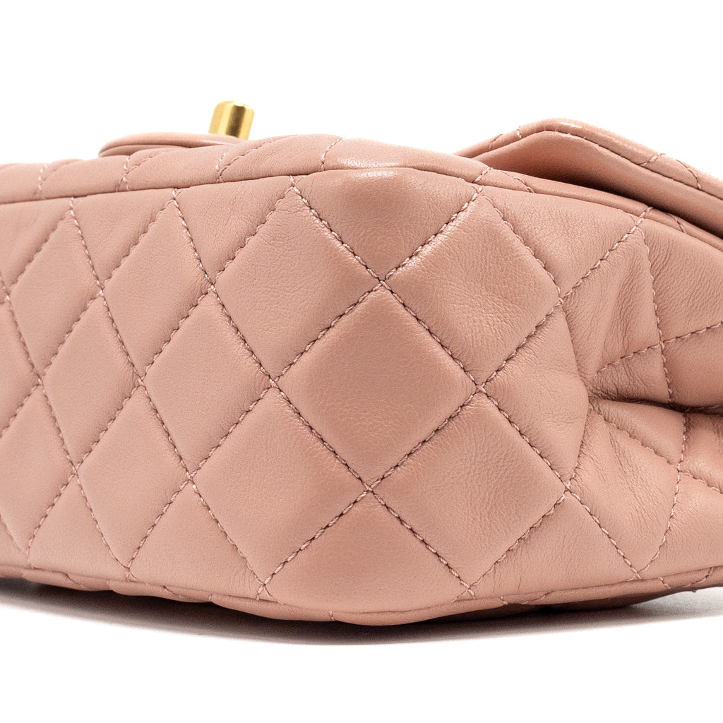 Chanel Pearl Crush Mini Square Flap Bag Lambskin Pink  (microchip)