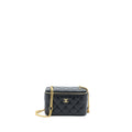 Chanel Long Vanity Detailed Gem Chain Lambskin Black  (Microchip)