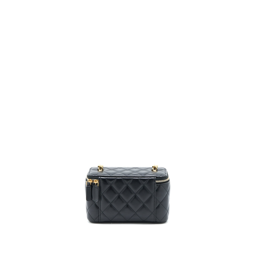 Chanel Long Vanity Detailed Gem Chain Lambskin Black  (Microchip)