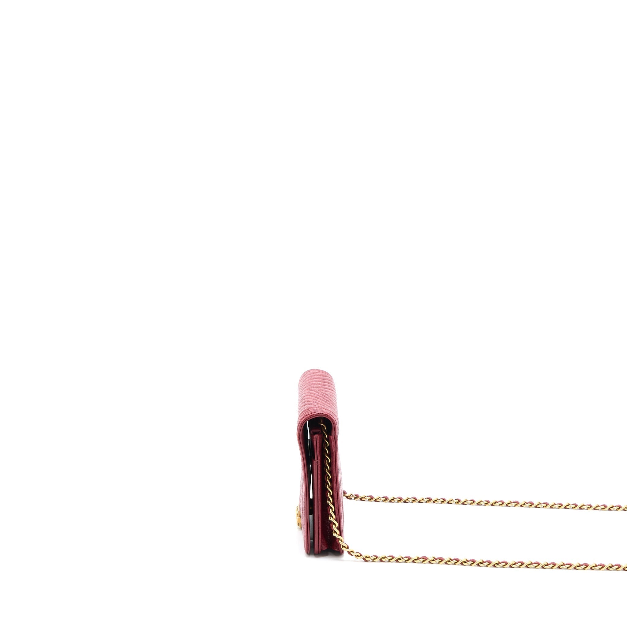 Chanel Boy Wallet On Chain Chevron Caviar Red Brushed