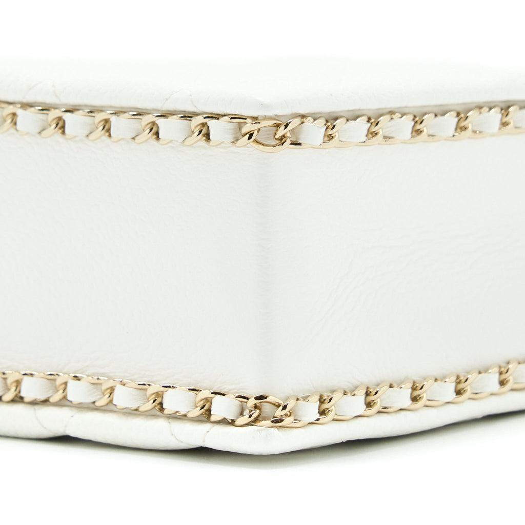Chanel Vertical Evening Chain Bag Caviar White L (Microchip)