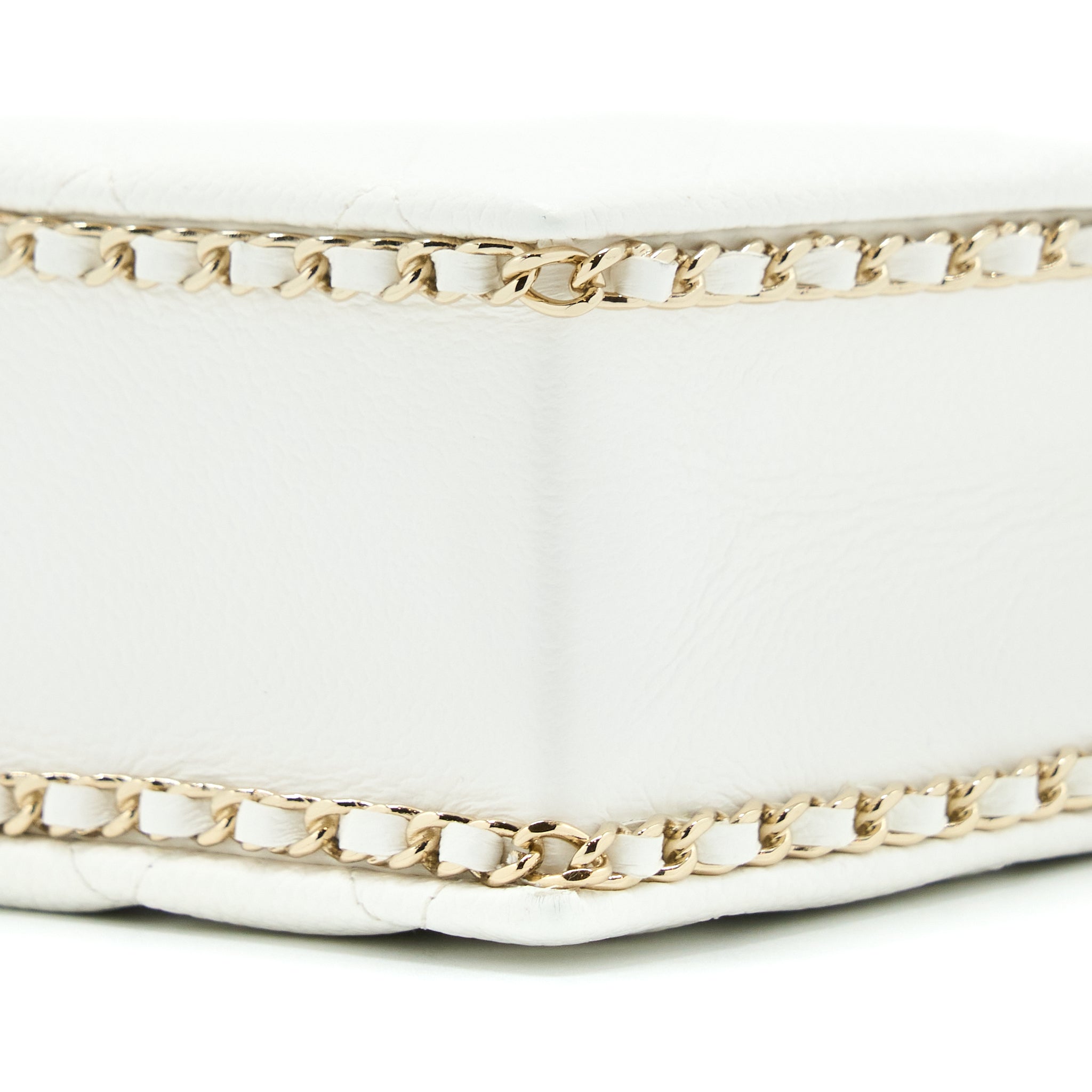 Chanel Vertical Evening Chain Bag Caviar White L (Microchip)