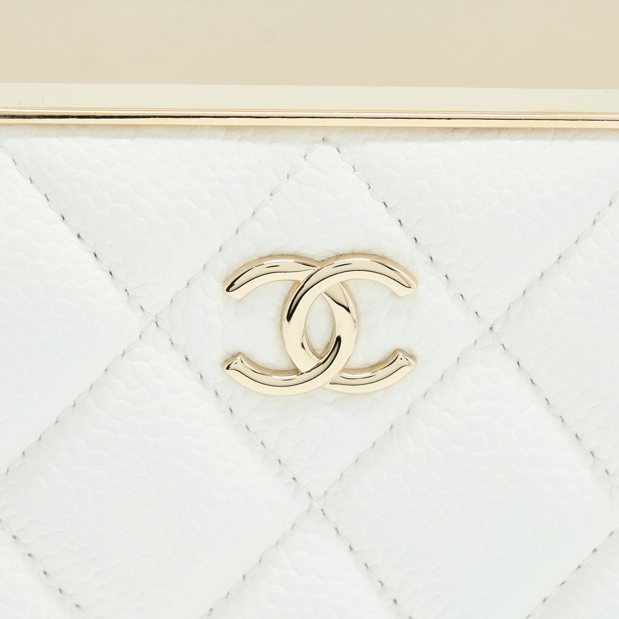 Chanel Vertical Evening Chain Bag Caviar White L (Microchip)