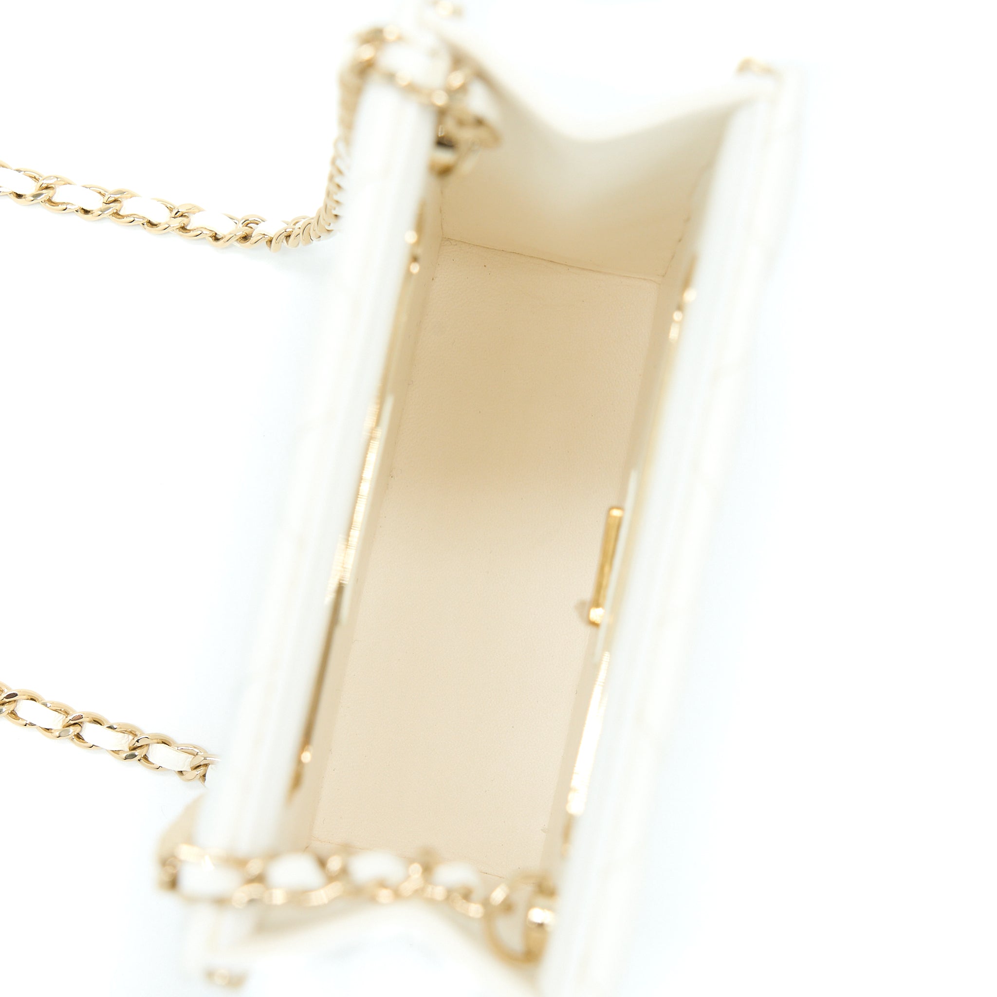 Chanel Vertical Evening Chain Bag Caviar White L (Microchip)
