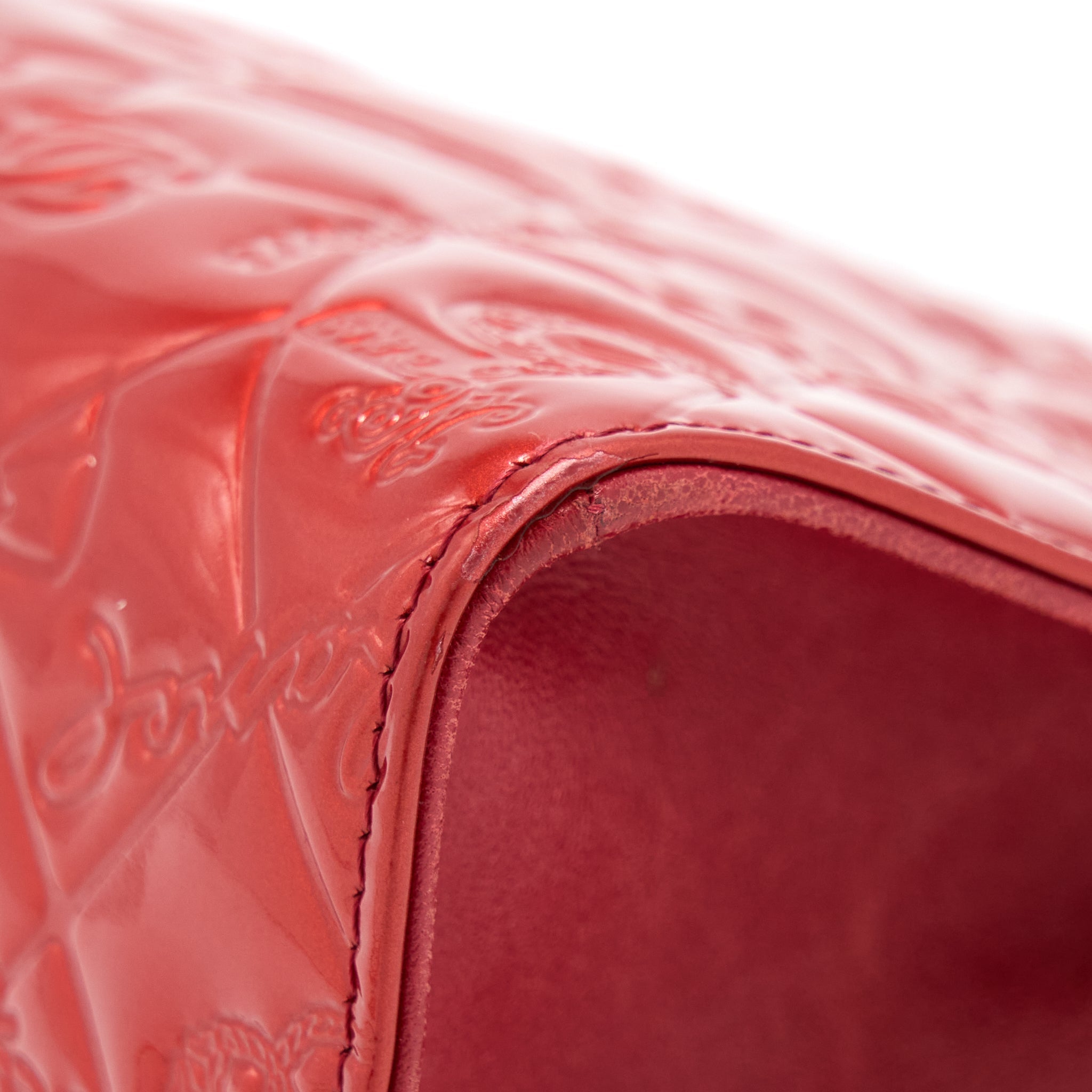 Chanel Vintage Leather Charm Printed Chain Shoulder Bag Red