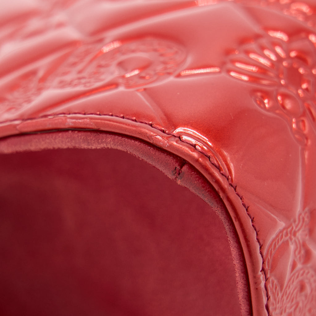 Chanel Vintage Leather Charm Printed Chain Shoulder Bag Red