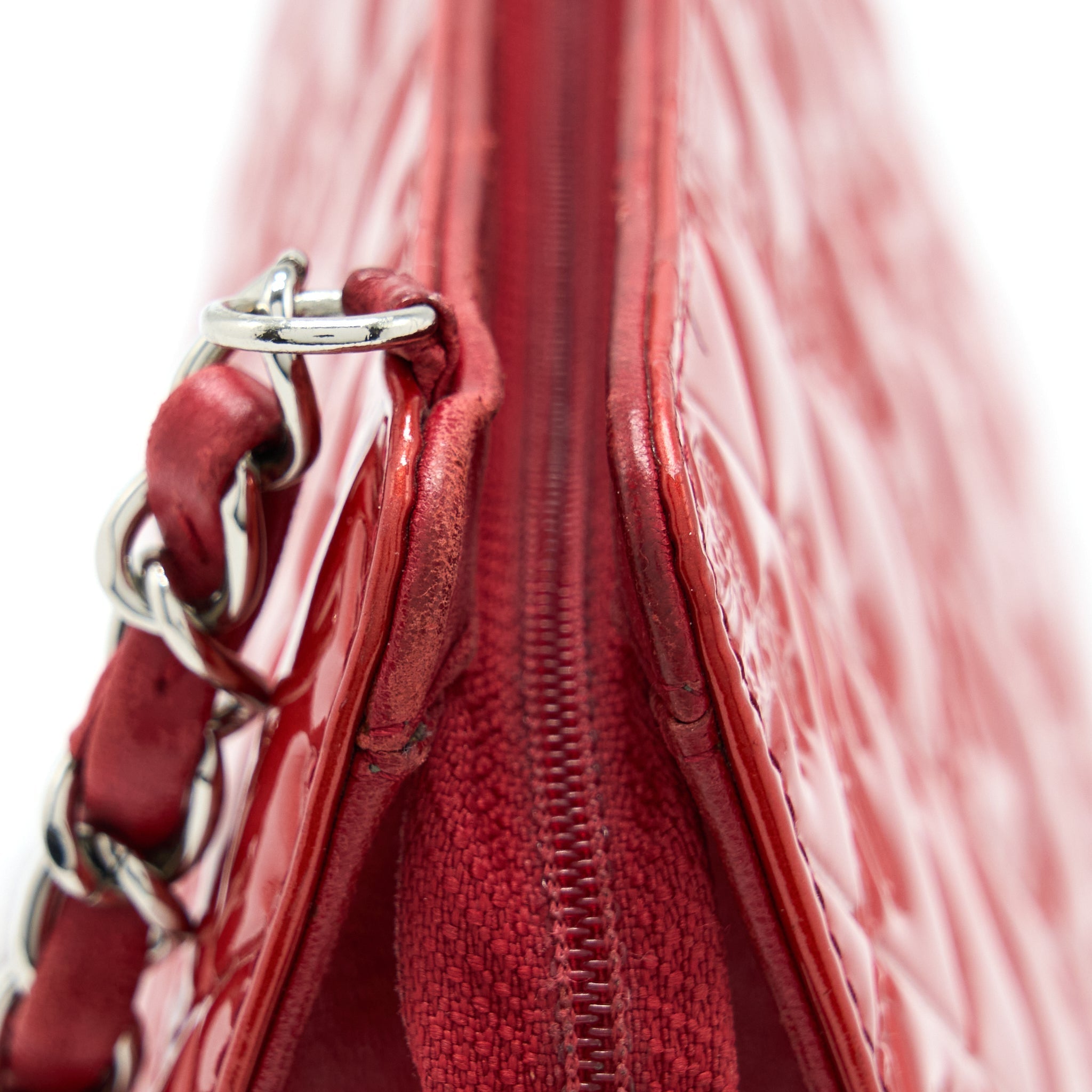 Chanel Vintage Leather Charm Printed Chain Shoulder Bag Red