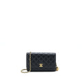 Chanel Pearl Crush Wallet On Chain Lambskin Black Brushed  (Microchip)