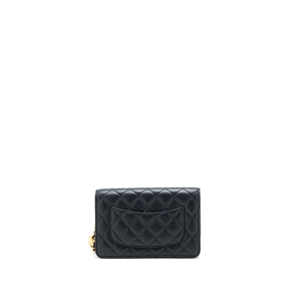 Chanel Pearl Crush Wallet On Chain Lambskin Black Brushed  (Microchip)