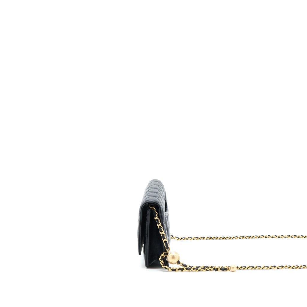 Chanel Pearl Crush Wallet On Chain Lambskin Black Brushed  (Microchip)