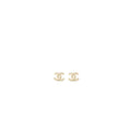 Chanel 22K Small CC Logo Earrings Light Gold Tone