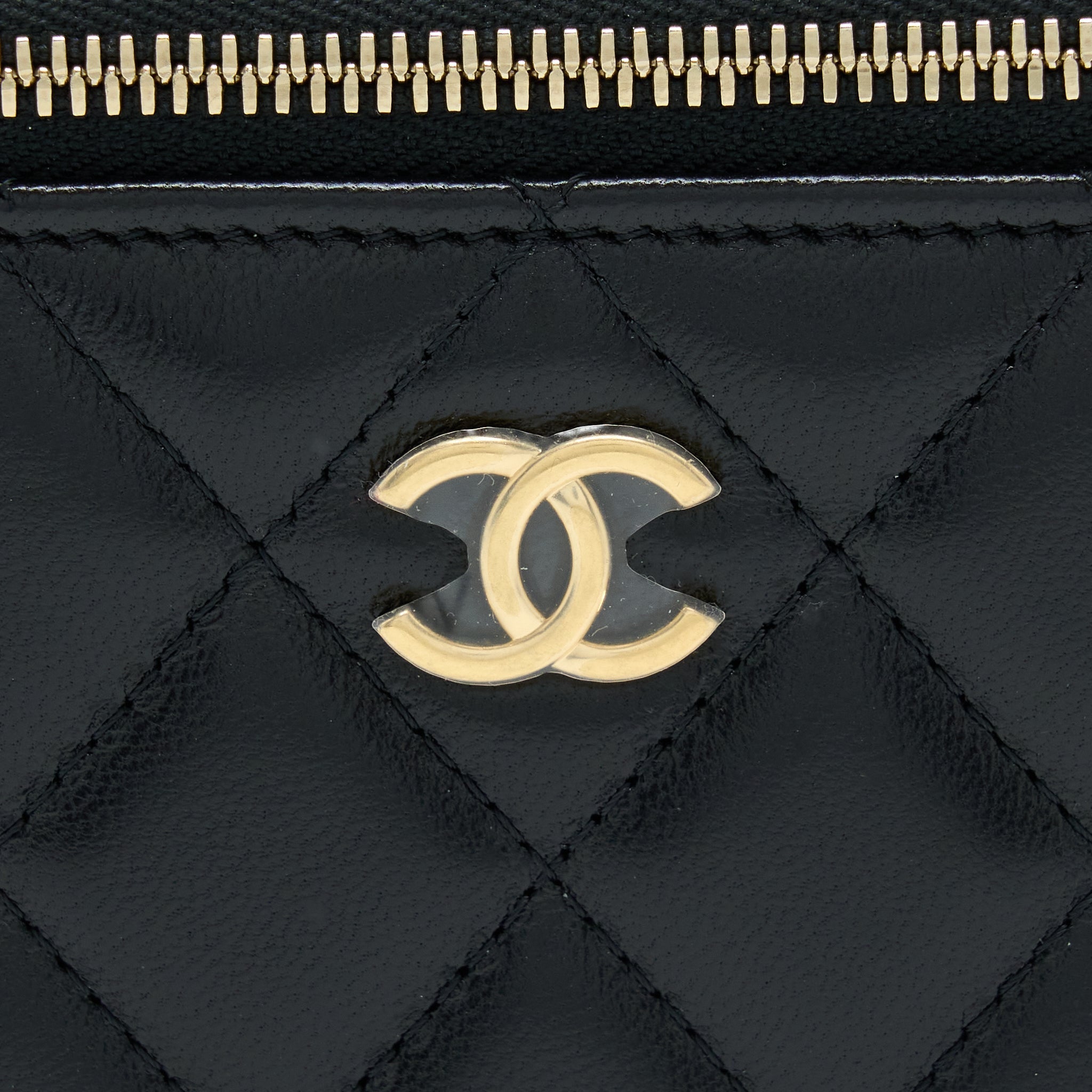 Chanel Long Vanity With Detailed Chain Lambskin Black