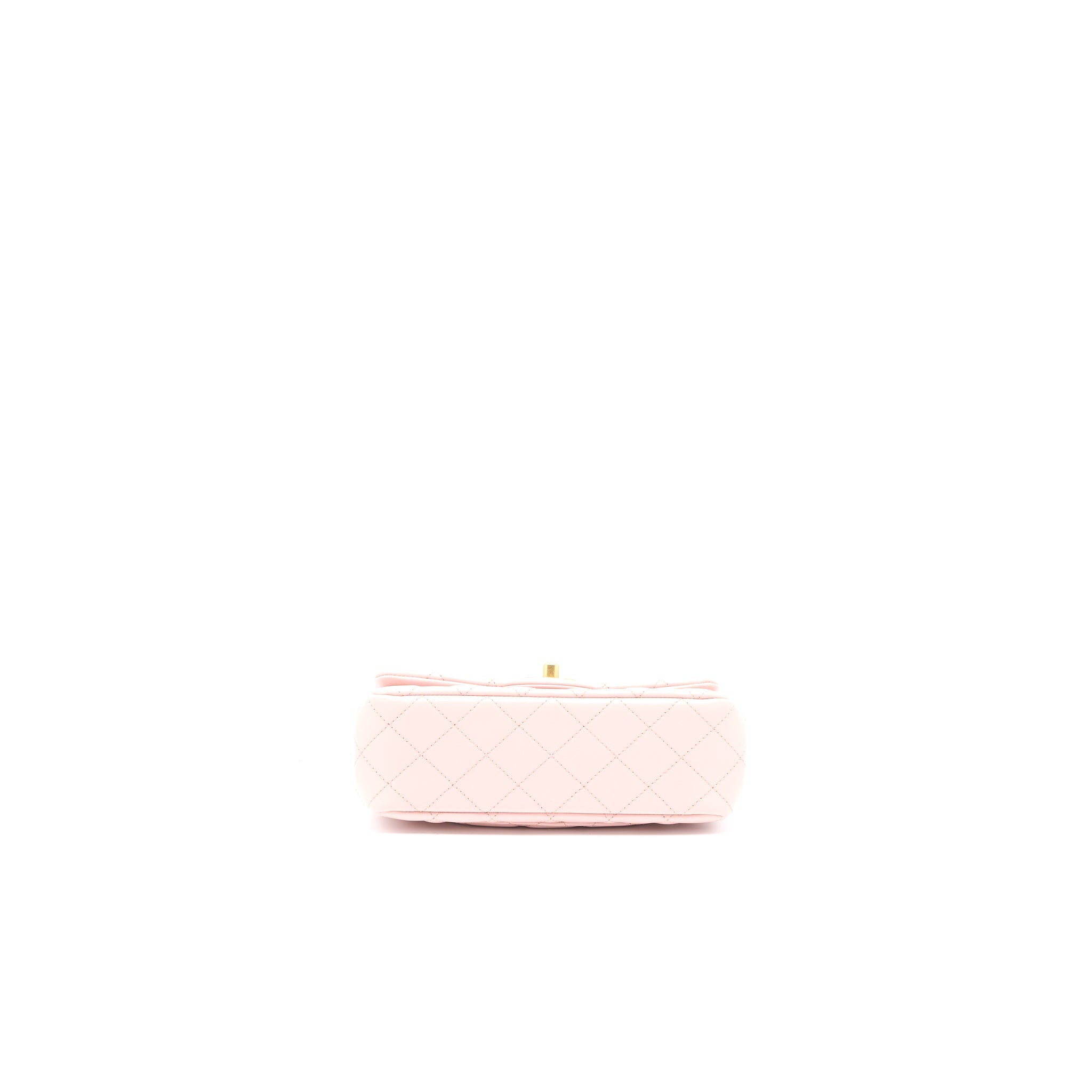 Chanel 23S Camellia Chain Mini Rectangular Flap Bag Lambskin Light Pink  (Microchip)