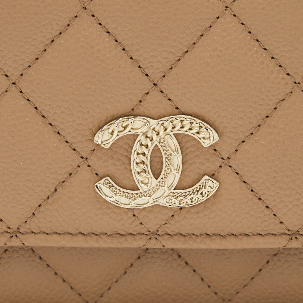 Chanel 22K Wallet On Chain Caviar Dark Beige L (Microchip)