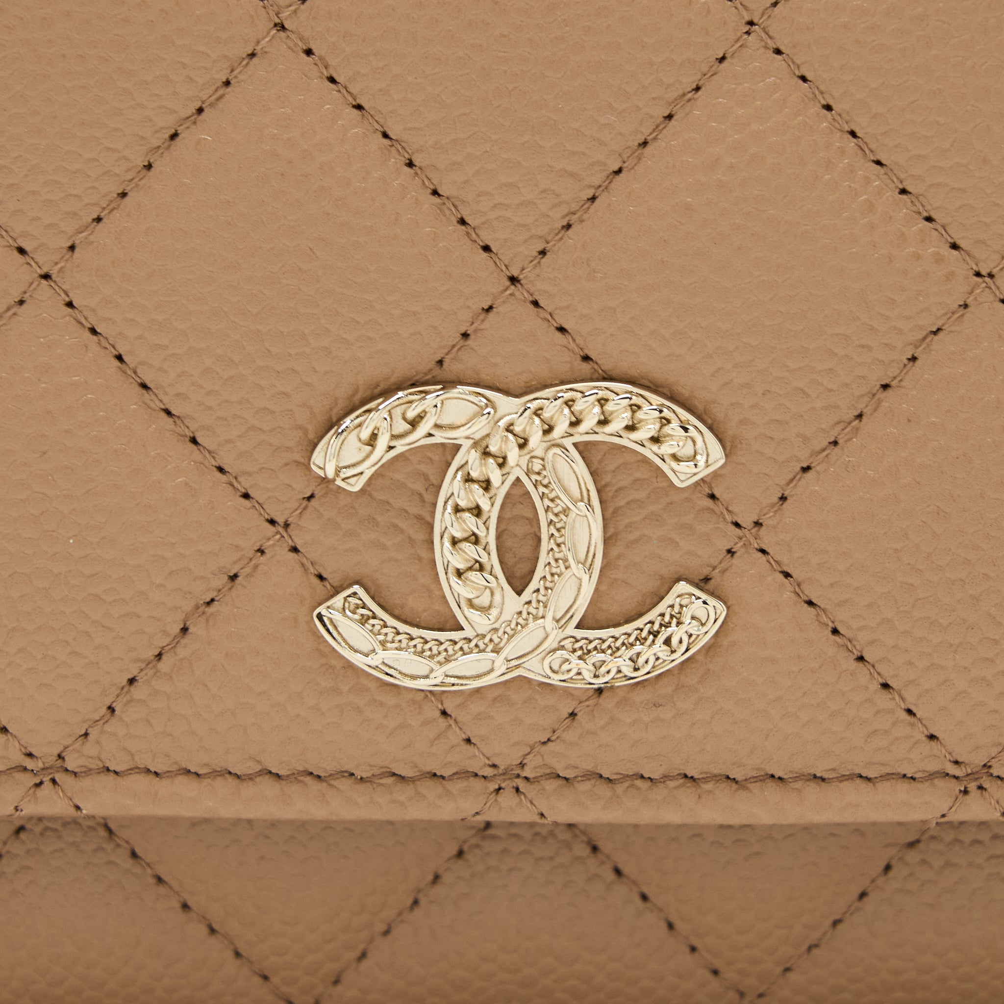 Chanel 22K Wallet On Chain Caviar Dark Beige L (Microchip)