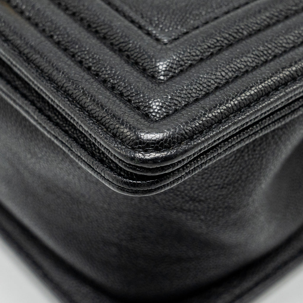 Chanel Chevron Small Boy Bag Caviar Black