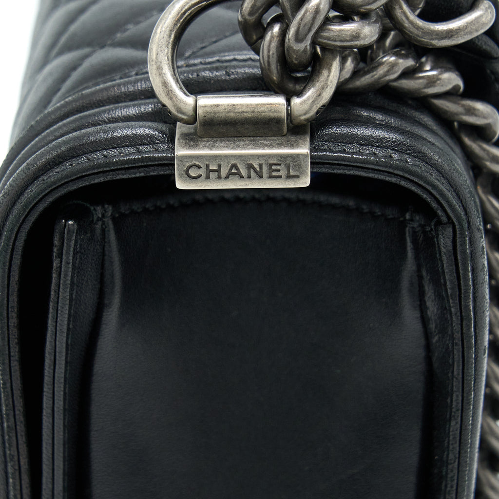 Chanel Medium Boy Bag Lambskin Black Ruthenium