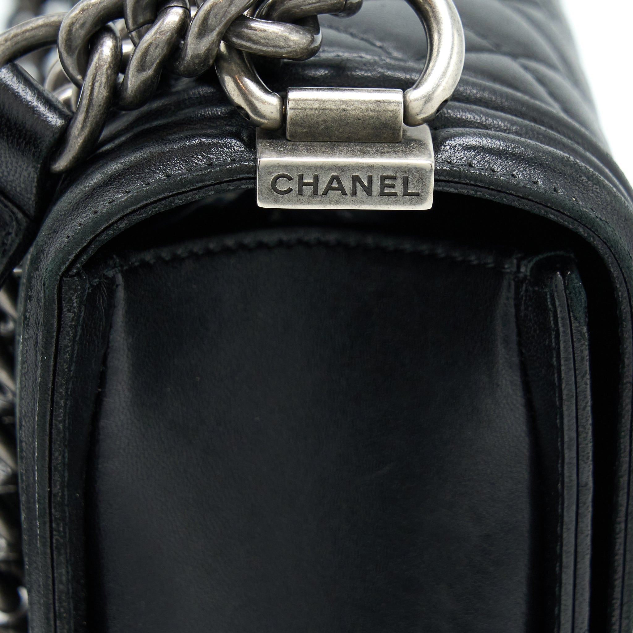 Chanel Medium Boy Bag Lambskin Black Ruthenium