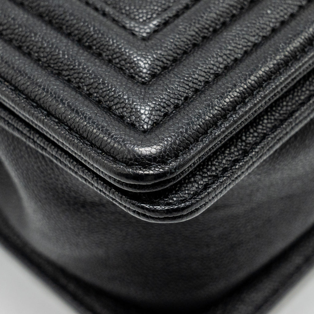 Chanel Chevron Small Boy Bag Caviar Black