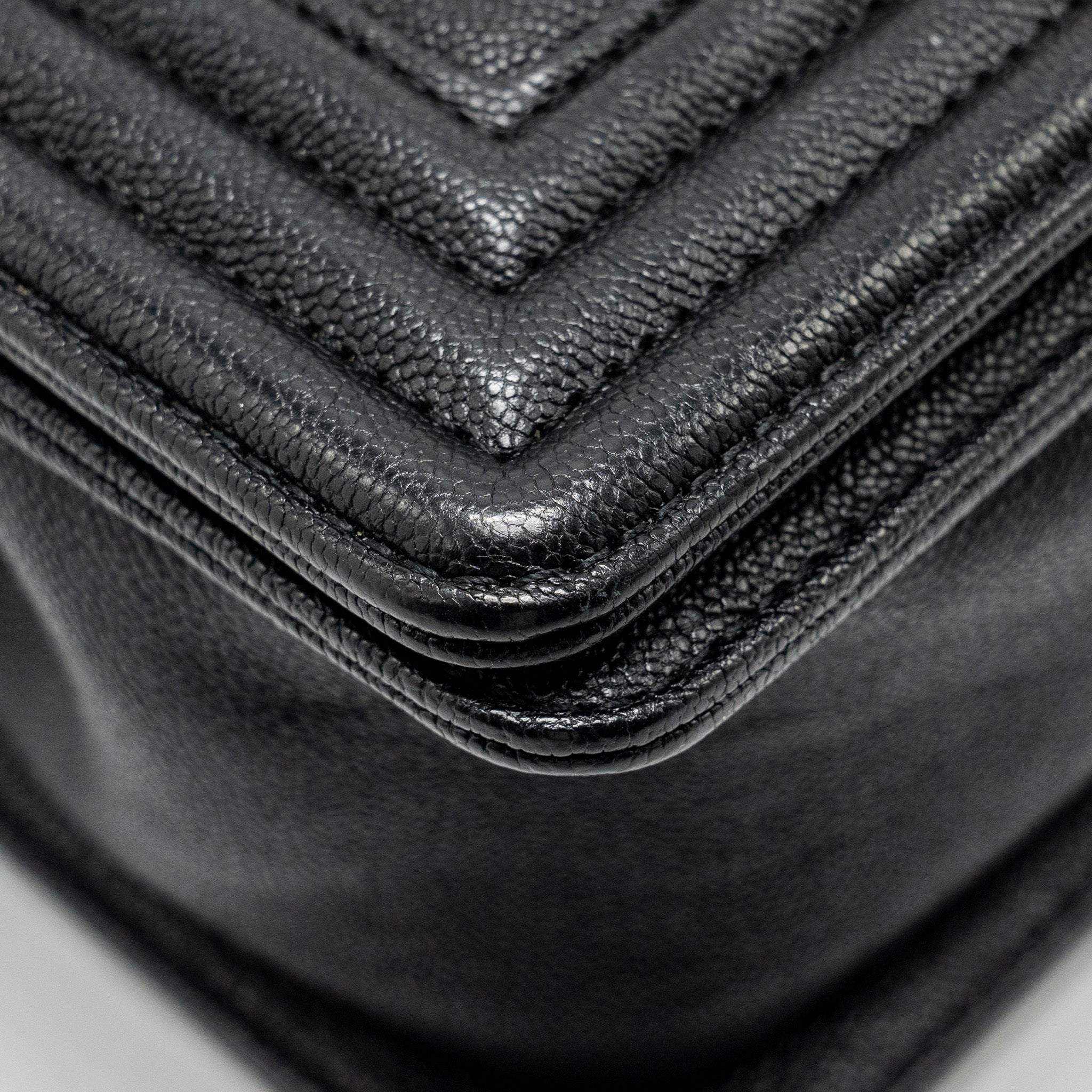 Chanel Chevron Small Boy Bag Caviar Black