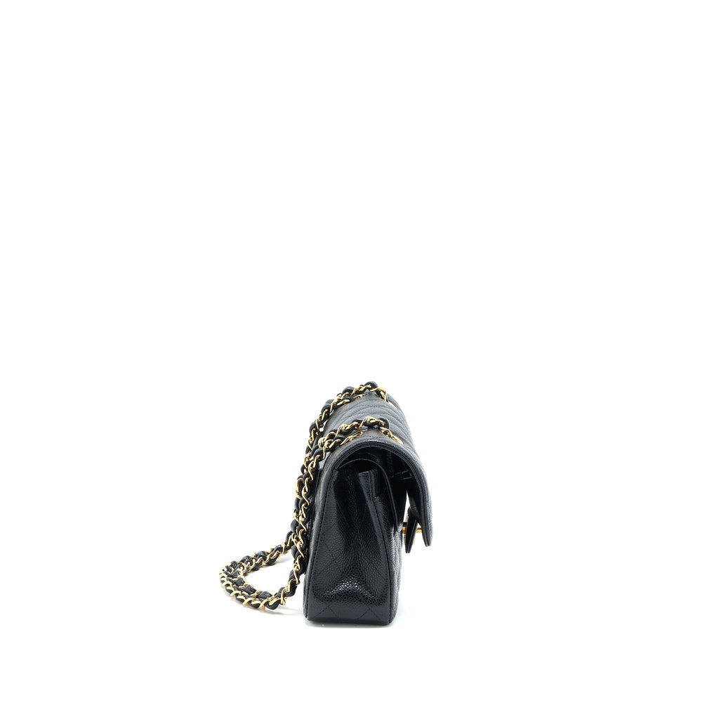 Chanel Small Classic Flap Bag Caviar Black  (Microchip)