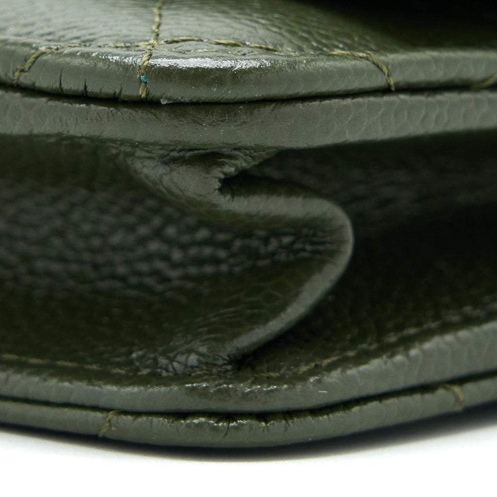 Chanel 22K Wallet On Chain Caviar Dark Green L (Microchip)