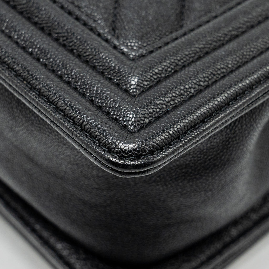 Chanel Chevron Small Boy Bag Caviar Black