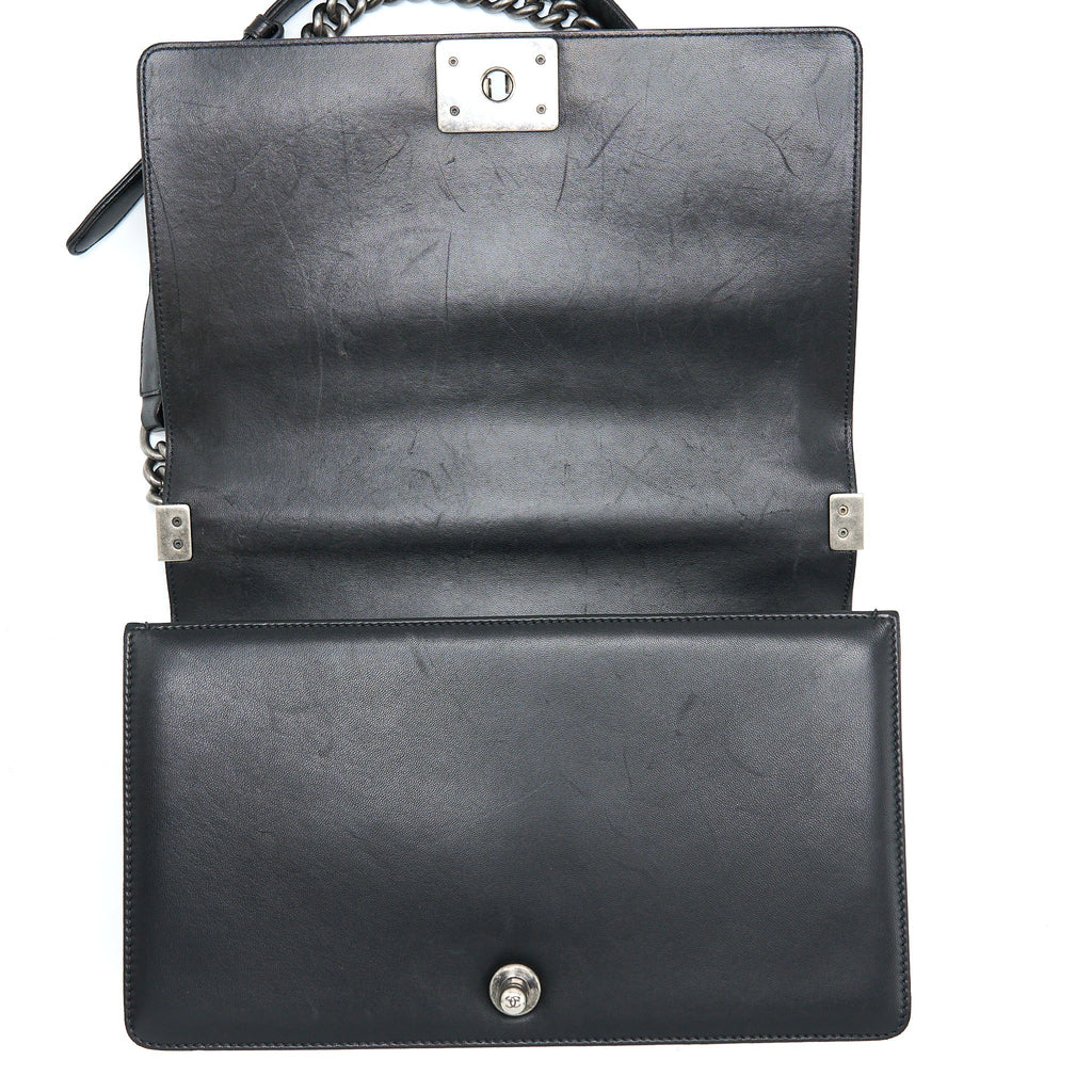 Chanel Medium Boy Bag Lambskin Black Ruthenium