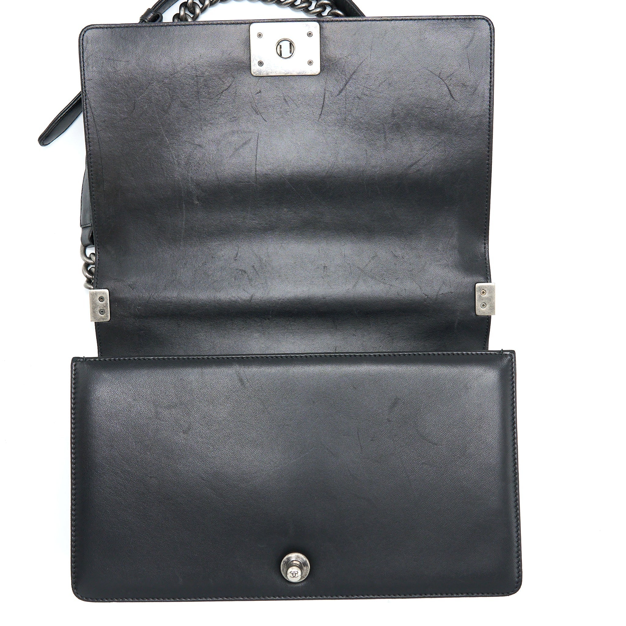 Chanel Medium Boy Bag Lambskin Black Ruthenium