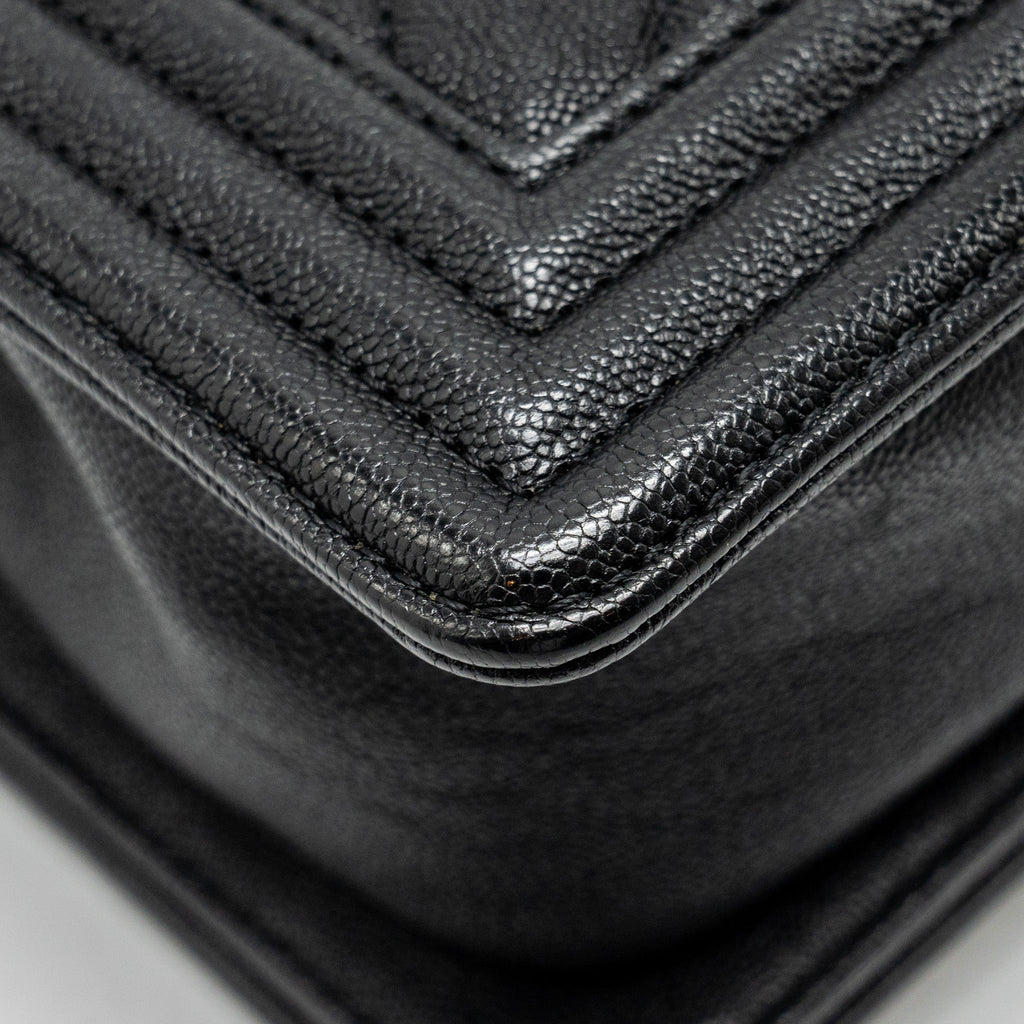 Chanel Chevron Small Boy Bag Caviar Black
