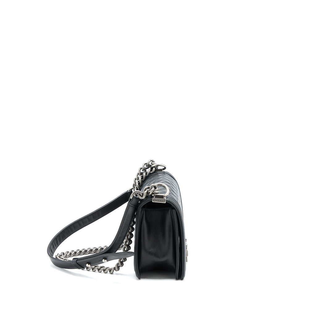 Chanel Medium Boy Bag Lambskin Black Ruthenium