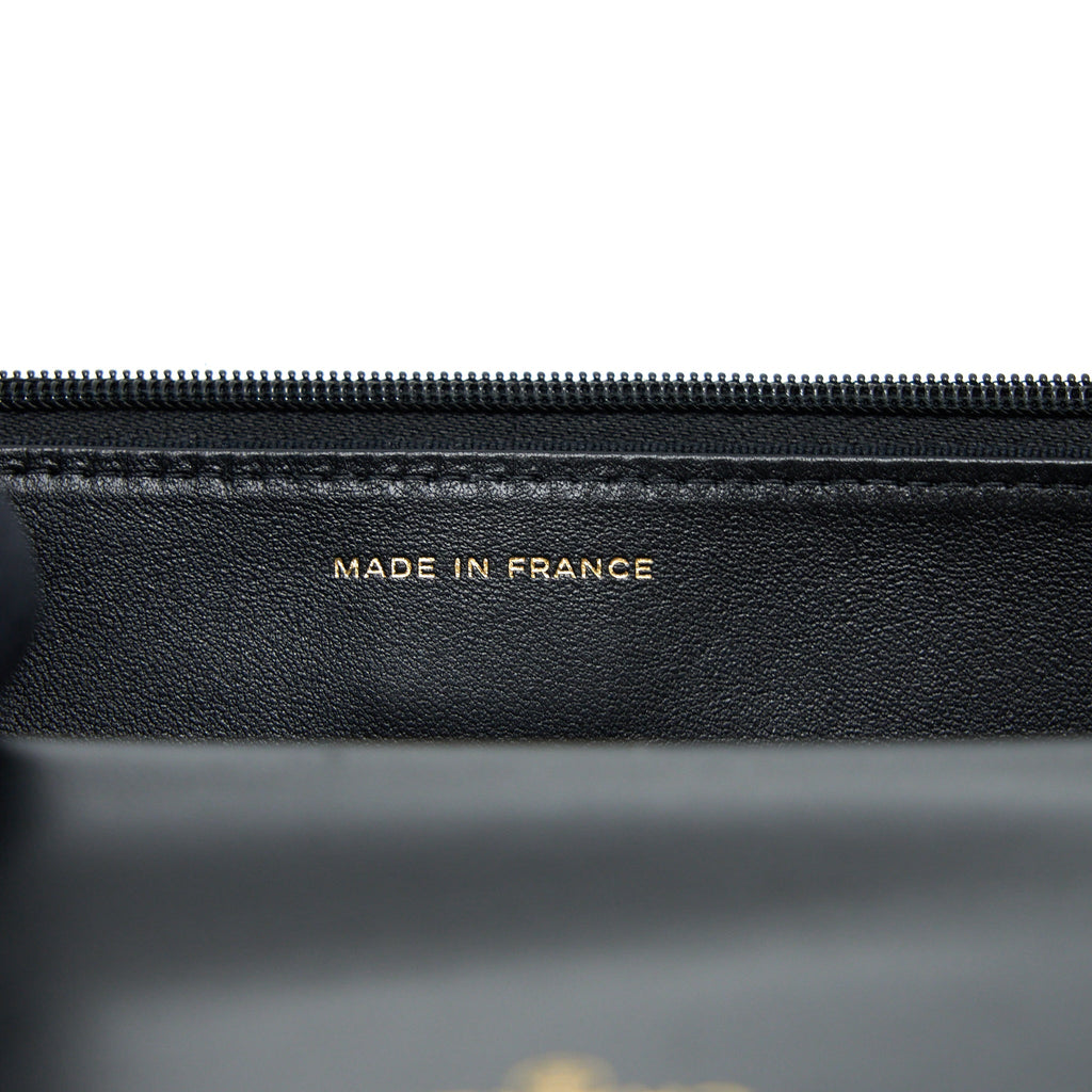 Chanel Top Handle Wallet On Chain Lambskin Black Brushed  (Microchip)
