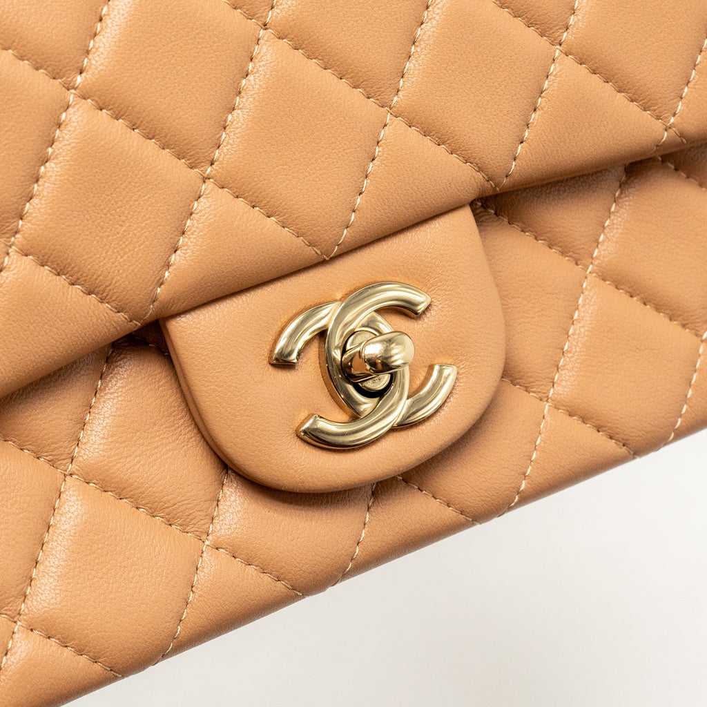 Chanel Mini Rectangular Flap Bag Lambskin Beige L (Microchip)