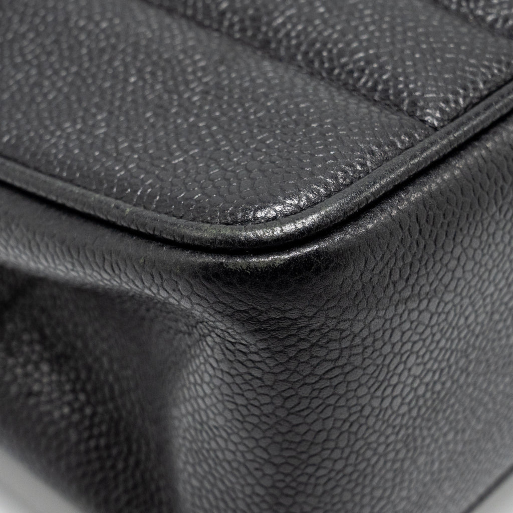 Chanel Vintage Vertical Jumbo Flap Bag Caviar Black