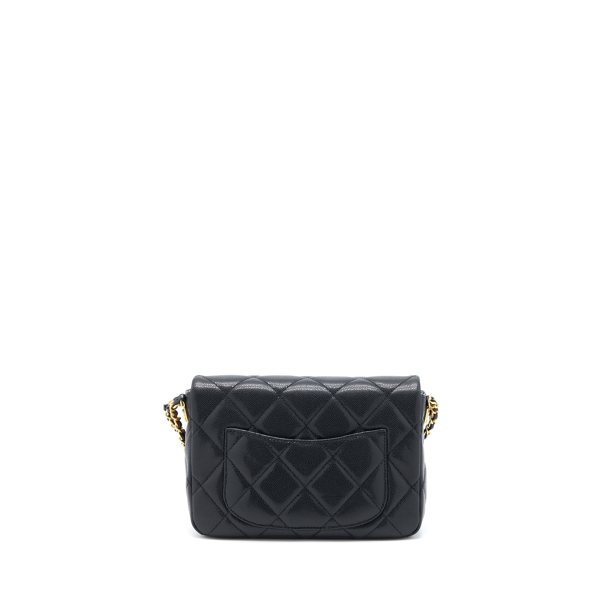 Chanel 22A Small Flap Bag Grained Shiny Calfskin Black Brushed (Microchip)