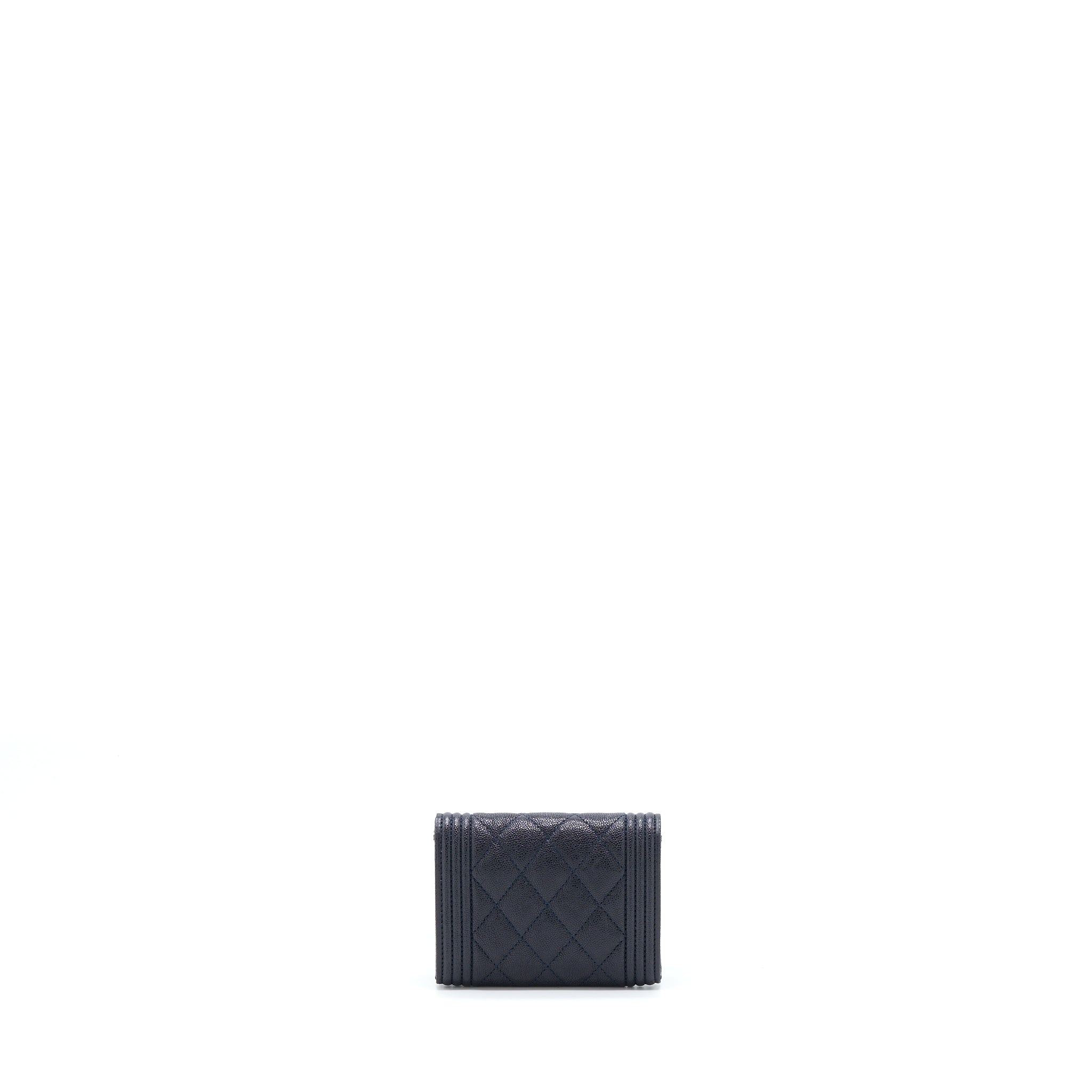 Chanel Boy Small Flap Card Holder Caviar Black