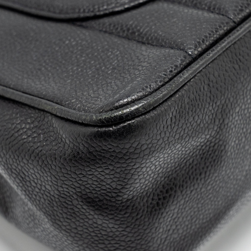 Chanel Vintage Vertical Jumbo Flap Bag Caviar Black