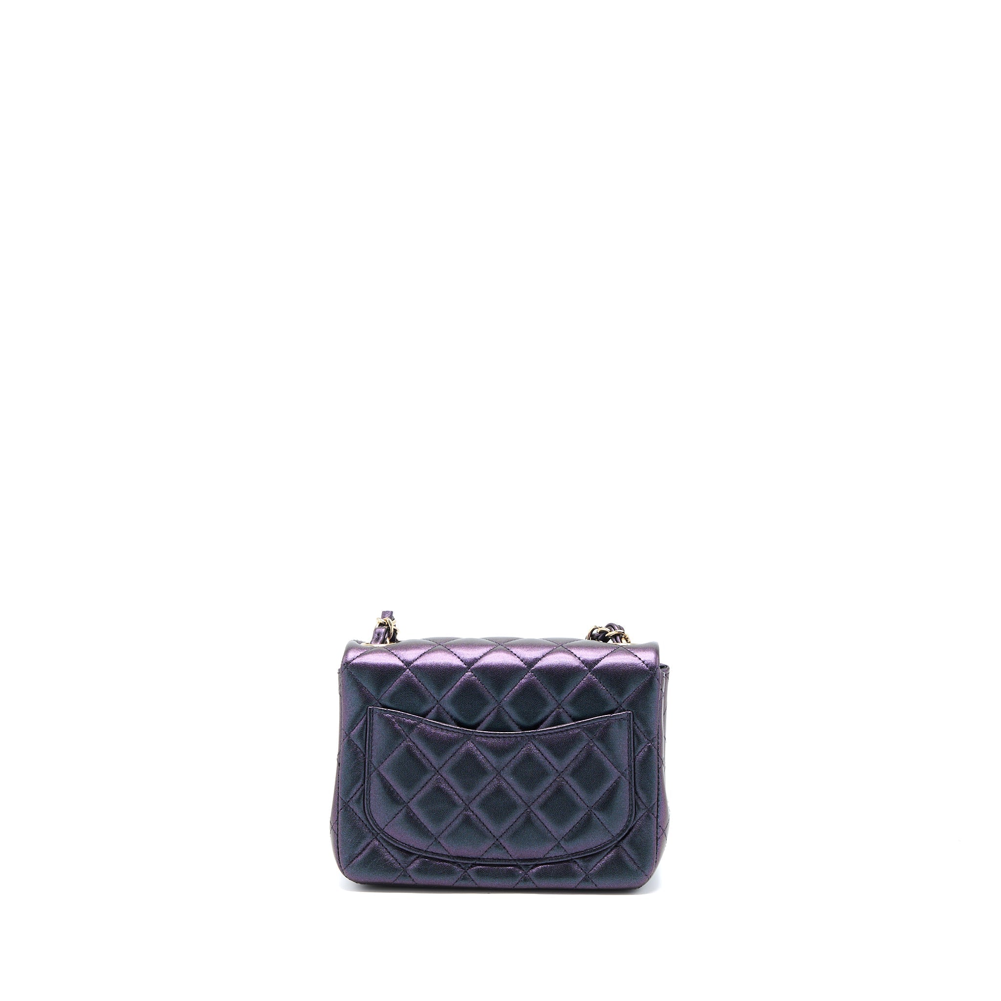 Chanel 22B Mini Square Pearly Lambskin Black L (Microchip)