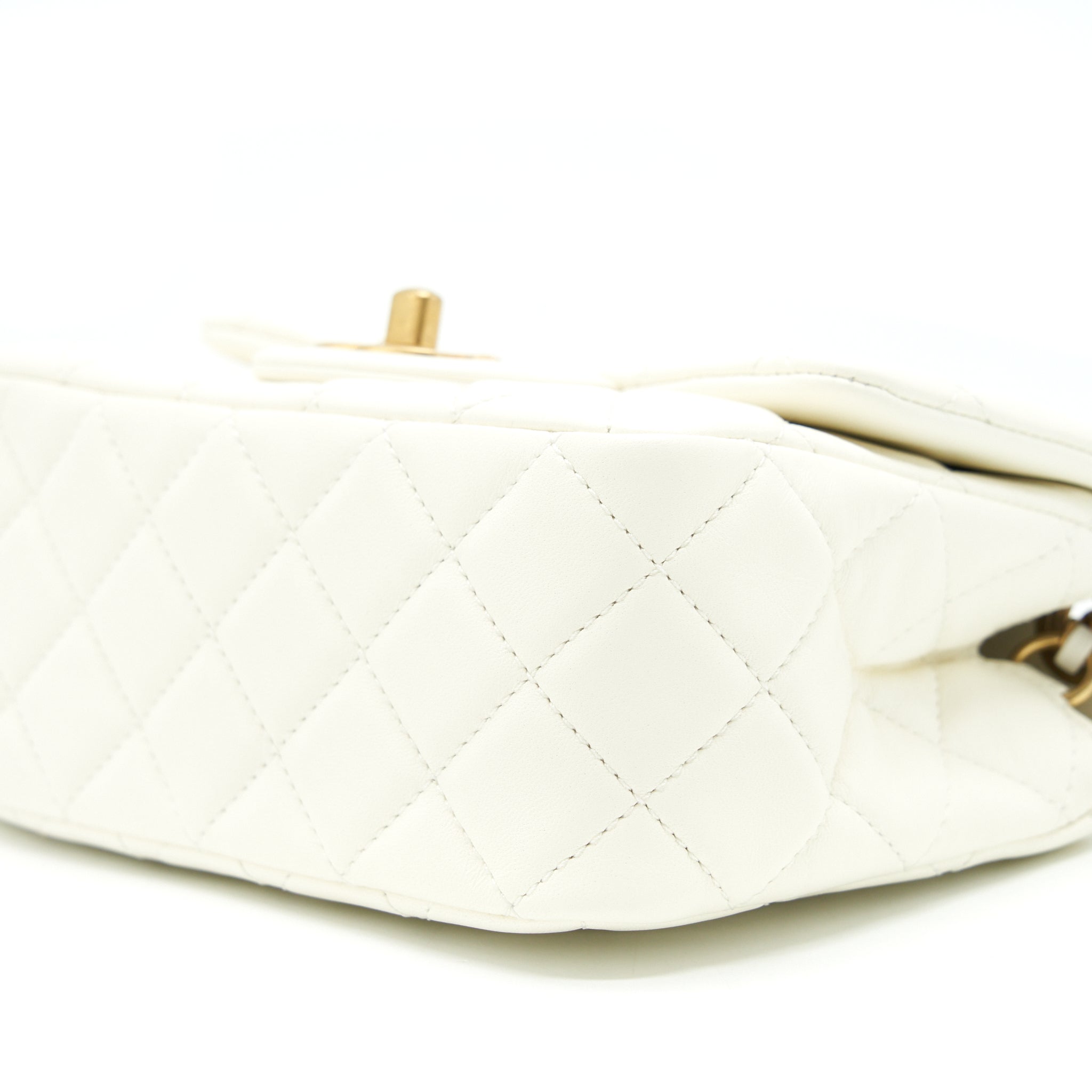Chanel 22C Pearl Crush Mini Square Flap Bag Lambskin White