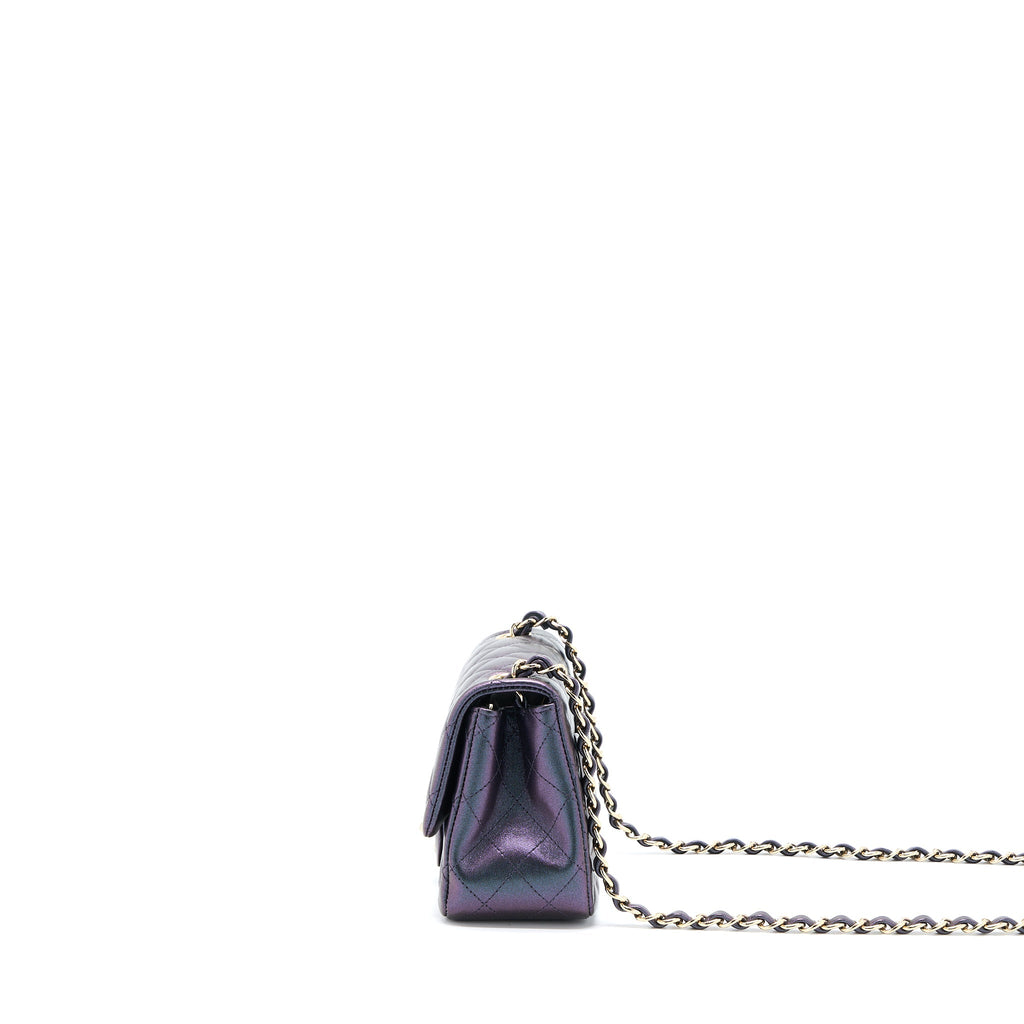 Chanel 22B Mini Square Pearly Lambskin Black L (Microchip)