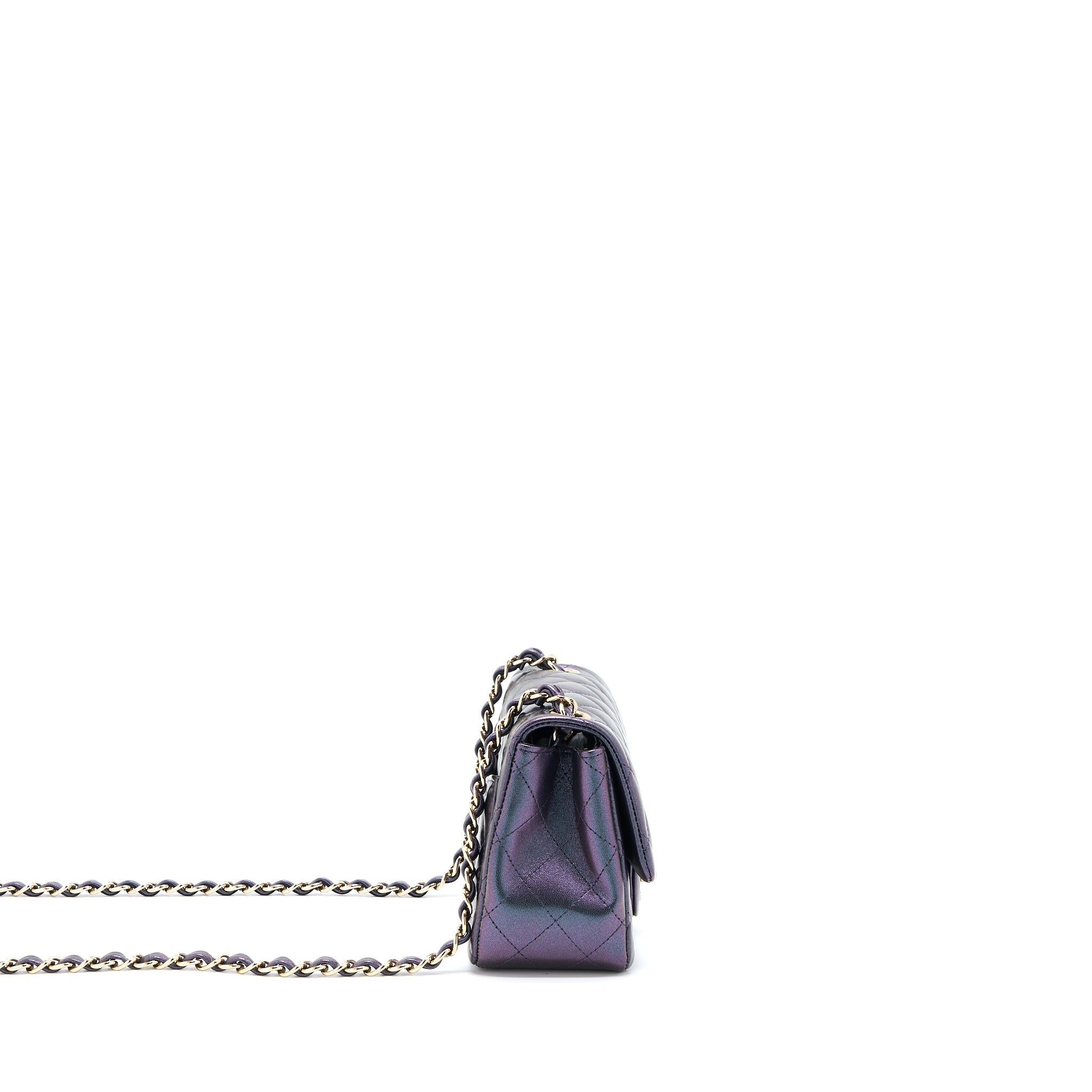 Chanel 22B Mini Square Pearly Lambskin Black L (Microchip)