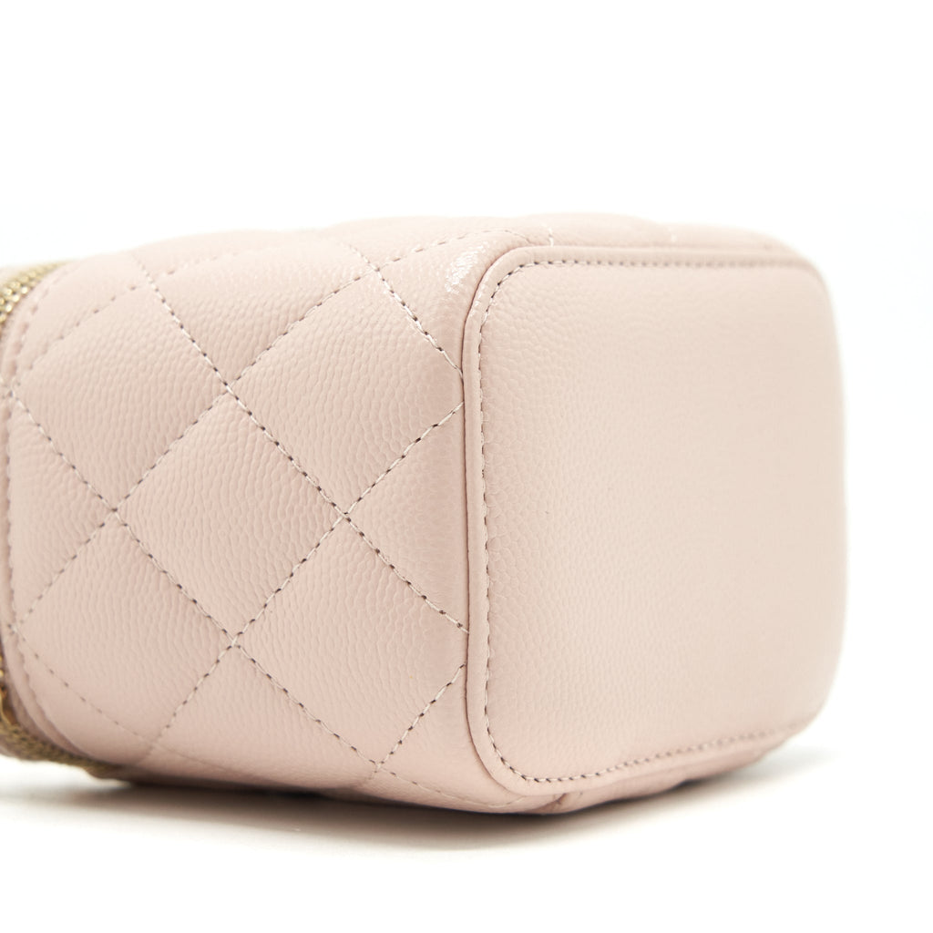 Chanel Mini Vanity Case With Chain Caviar Light Beige L