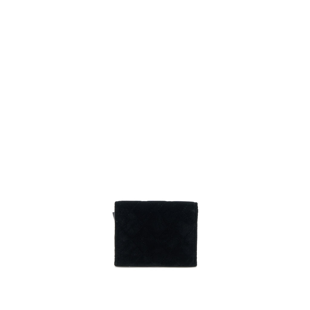 Chanel Flap Card Holder Giant CC Logo Velvet Black L