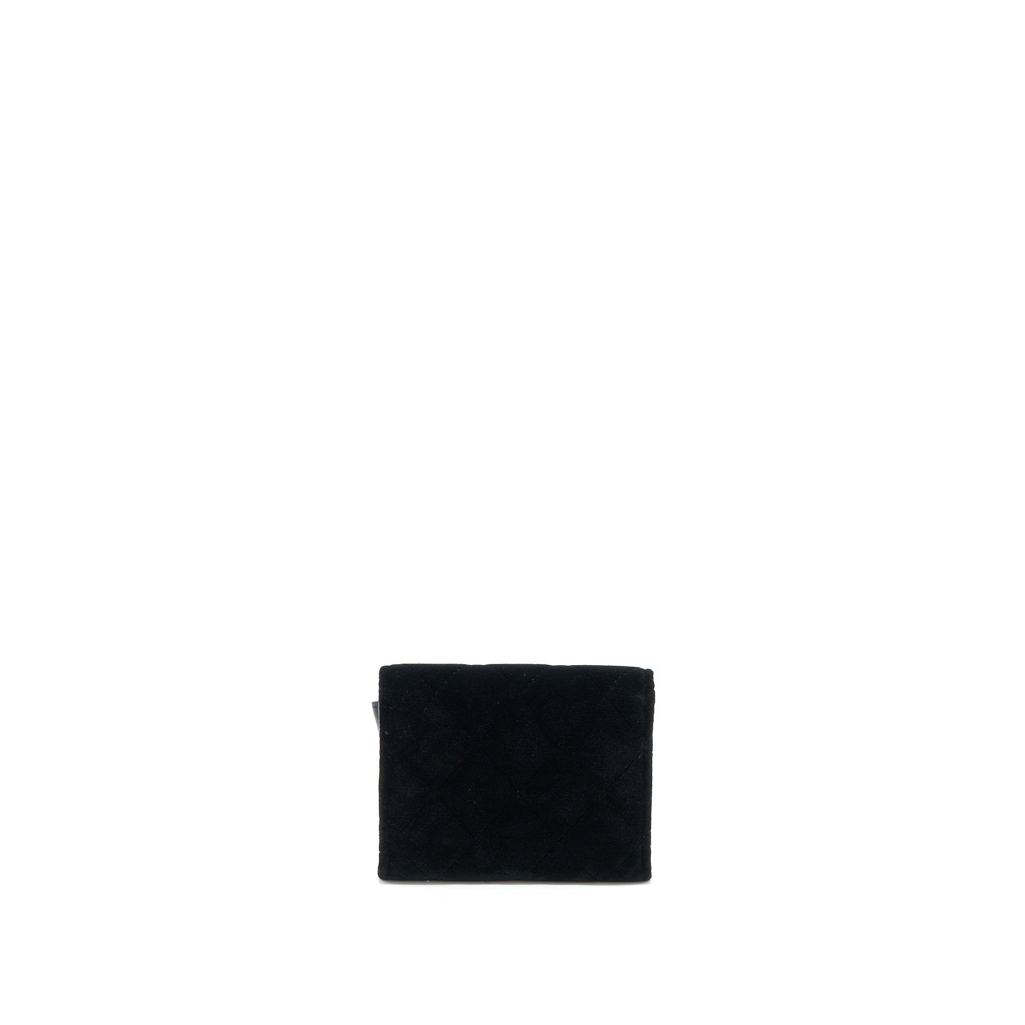 Chanel Flap Card Holder Giant CC Logo Velvet Black L